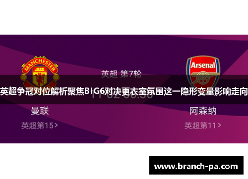 英超争冠对位解析聚焦BIG6对决更衣室氛围这一隐形变量影响走向