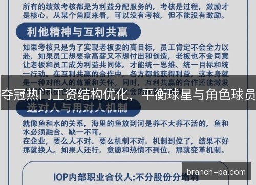 夺冠热门工资结构优化，平衡球星与角色球员